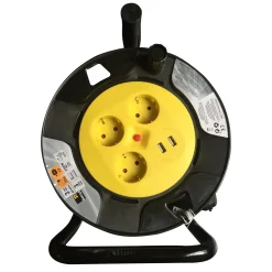 Sencys schuko haspel 2xUSB 25m 3G1.0