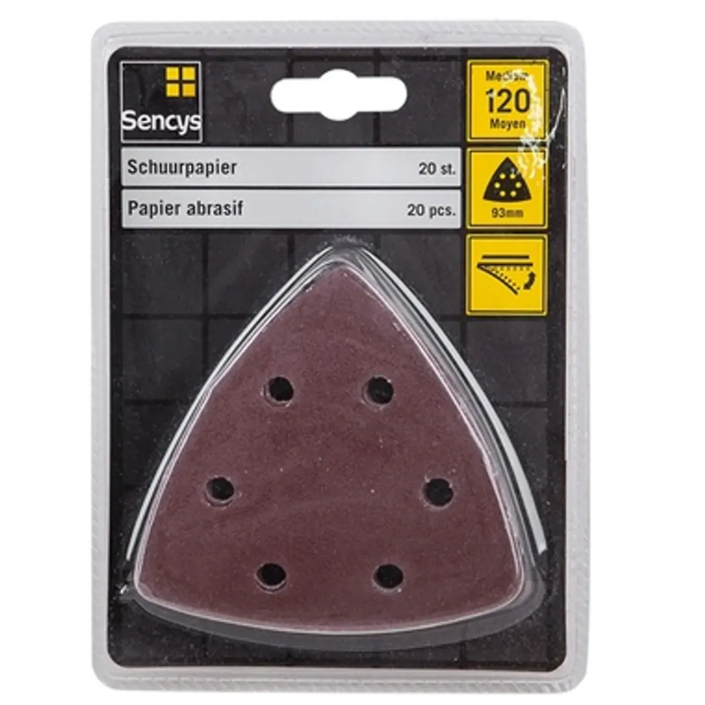 Sencys schuurpapier K120 93mm – 20 stuks