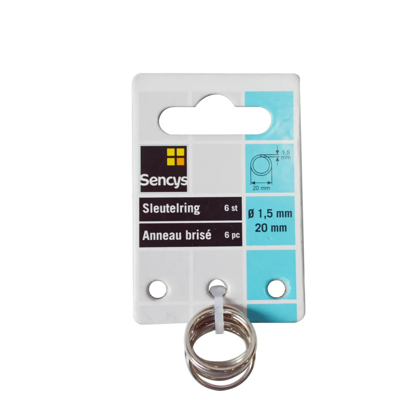 Sencys sleutelring - Vernikkeld staal - diam. 1,5x20mm - 6 stuks