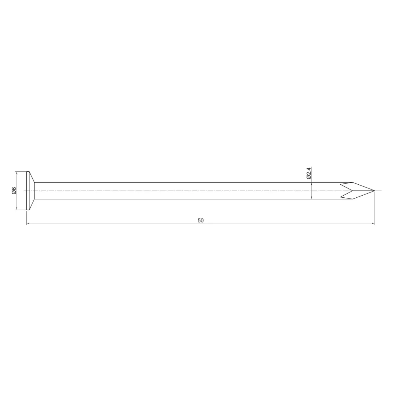 Sencys Spijkers met Platte Kop Gegalvaniseerd 2,4x50mm - 30 stuks