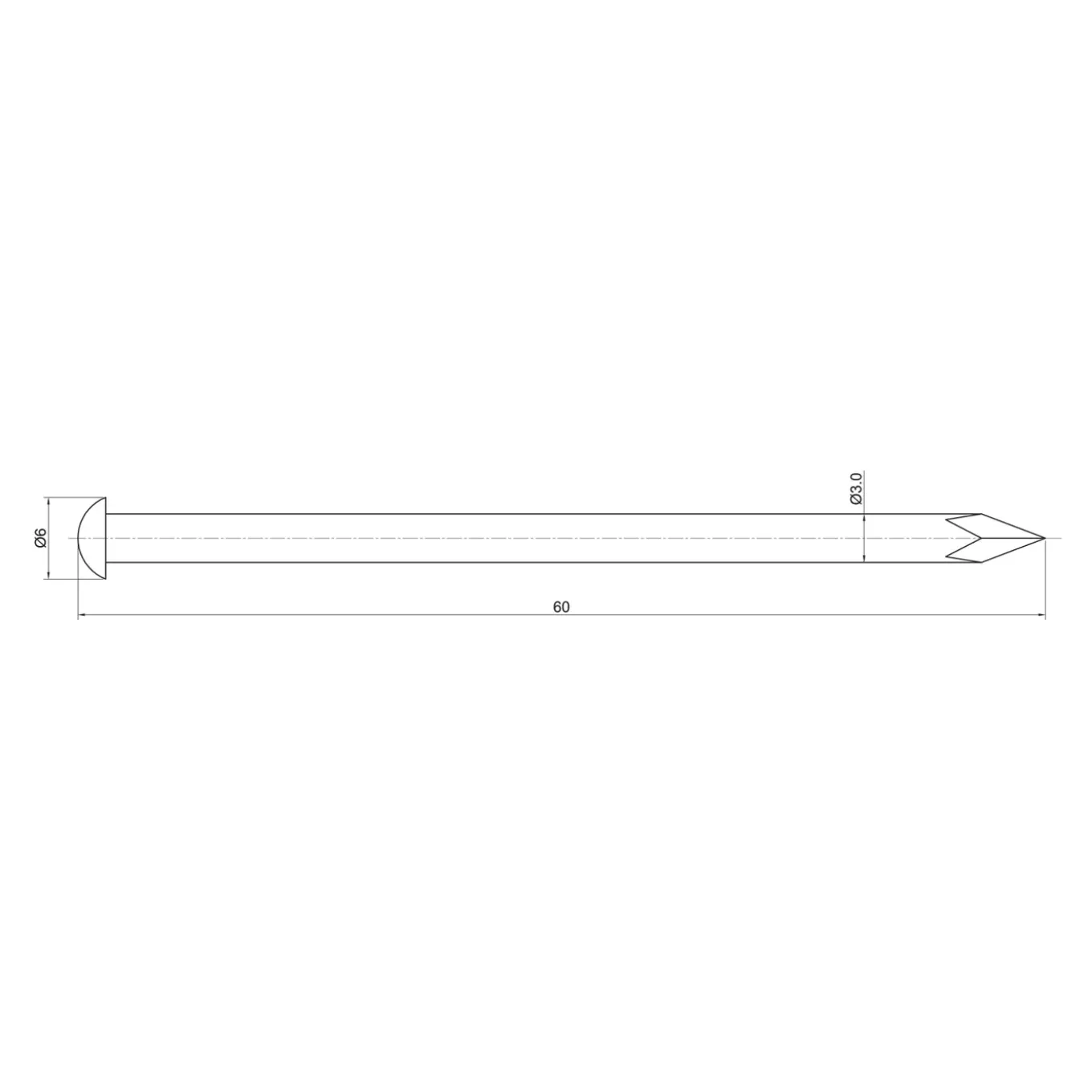 Sencys Spijkers met ronde kop Gehard staal 3,0x60mm - 20 stuks