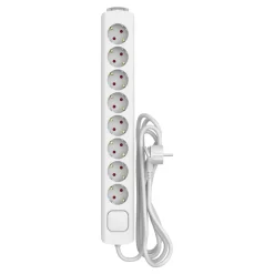 Sencys Stekkerdoos 8-voudig wit 3 meter