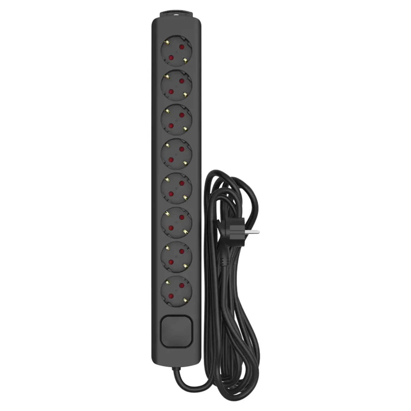 Sencys Stekkerdoos 8-voudig zwart 5 meter