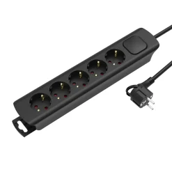 Sencys Stekkerdoos 5-voudig zwart 5 meter