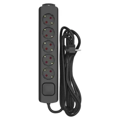 Sencys Stekkerdoos 5-voudig zwart 5 meter