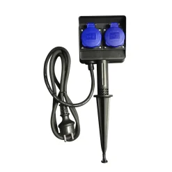Sencys tuinspies H05RR-F 3G1.5 1.5M 2-weg Schuko 16A/25V IP44 zwart-blauw