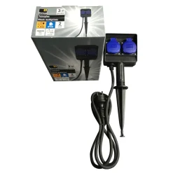 Sencys tuinspies H05RR-F 3G1.5 1.5M 2-weg Schuko 16A/25V IP44 zwart-blauw