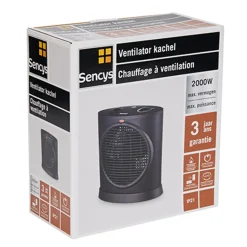 Sencys ventilatorkachel 2000W met oscillatie zwart