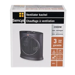 Sencys ventilatorkachel 2000W met oscillatie zwart