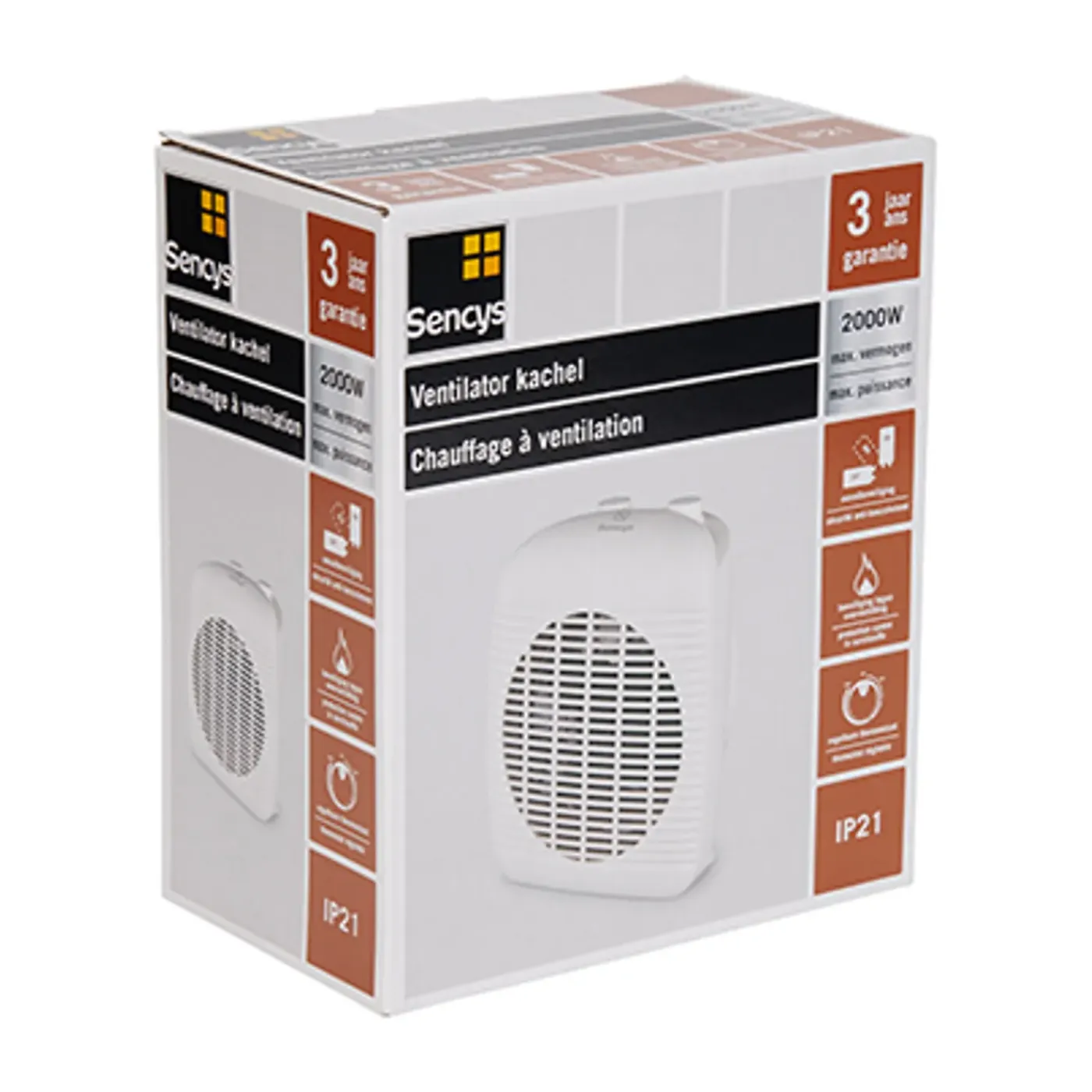 Sencys ventilatorkachel 2000W wit