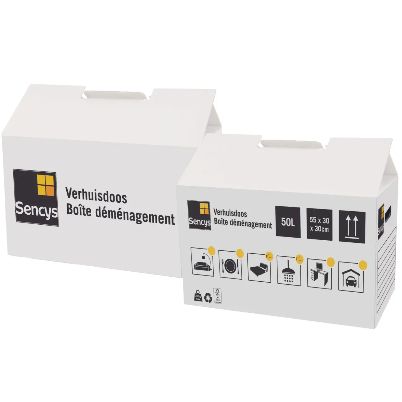 Sencys Verhuisdoos - Wit - 50L - Karton
