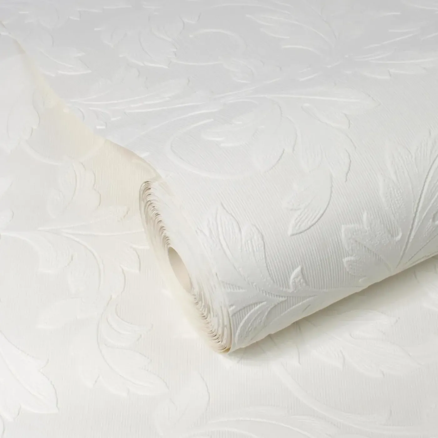 Sencys Vinylbehang Overschilderbaar Acanthus - Wit - 10,00m x 52cm