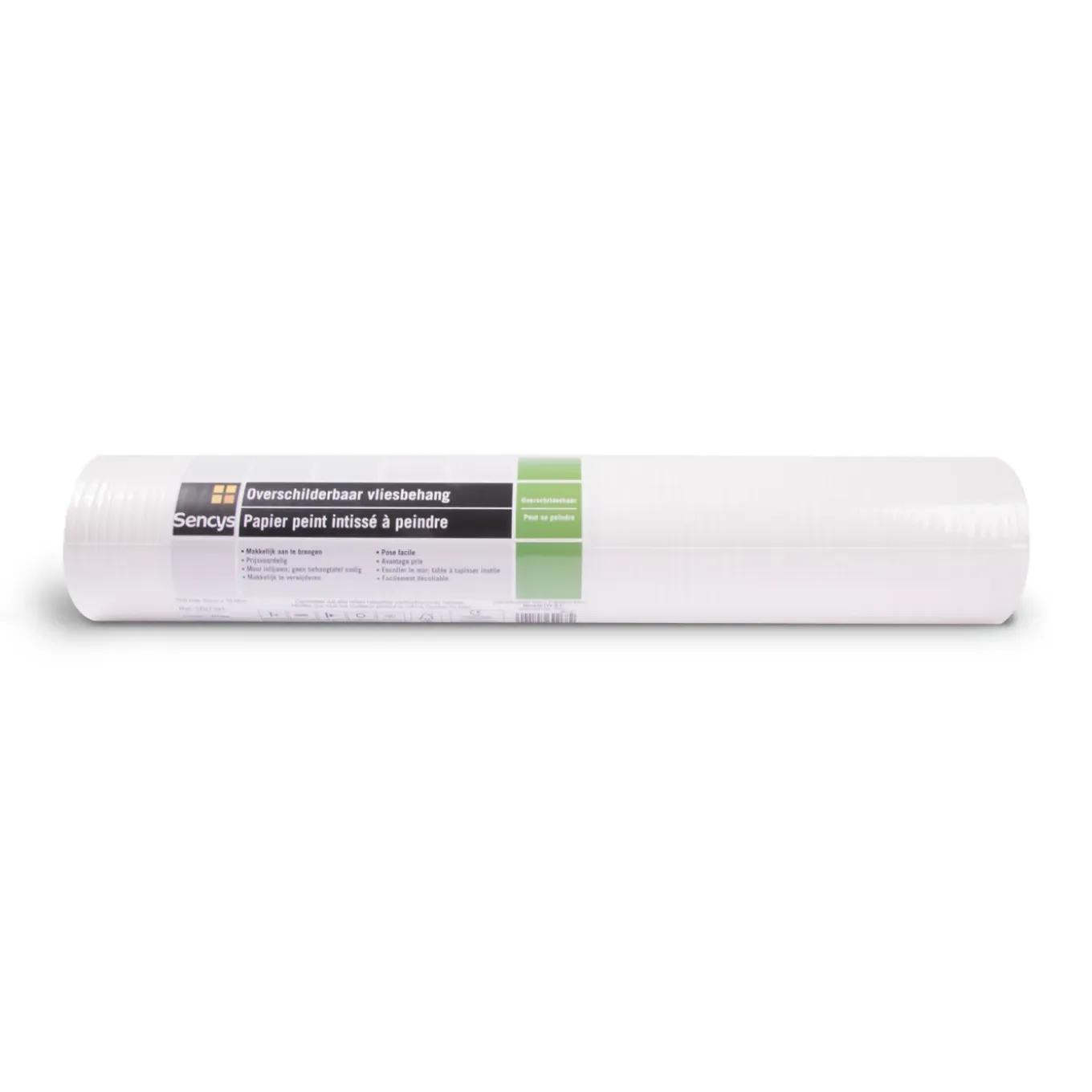 Sencys Vliesbehang Overschilderbaar Lineair - Wit - 10,00m x 52cm