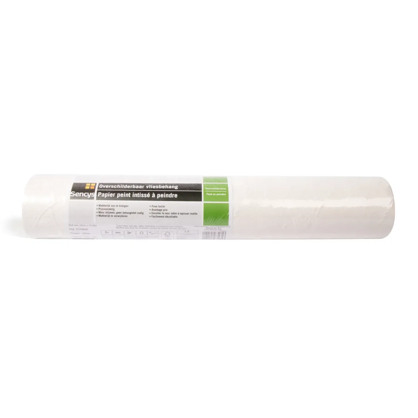 Sencys Vliesbehang Overschilderbaar Pleister - Wit - 10,05m x 52cm