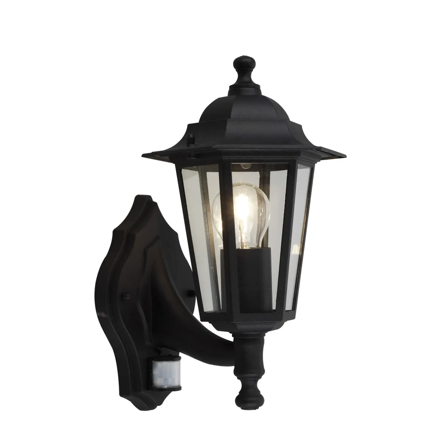 Sencys wandlamp Madrid zwart E27 met sensor