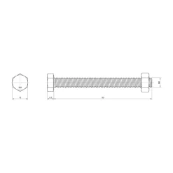 Sencys Zeskantbout met moer - Staal - Gegalvaniseerd - M8x80 mm