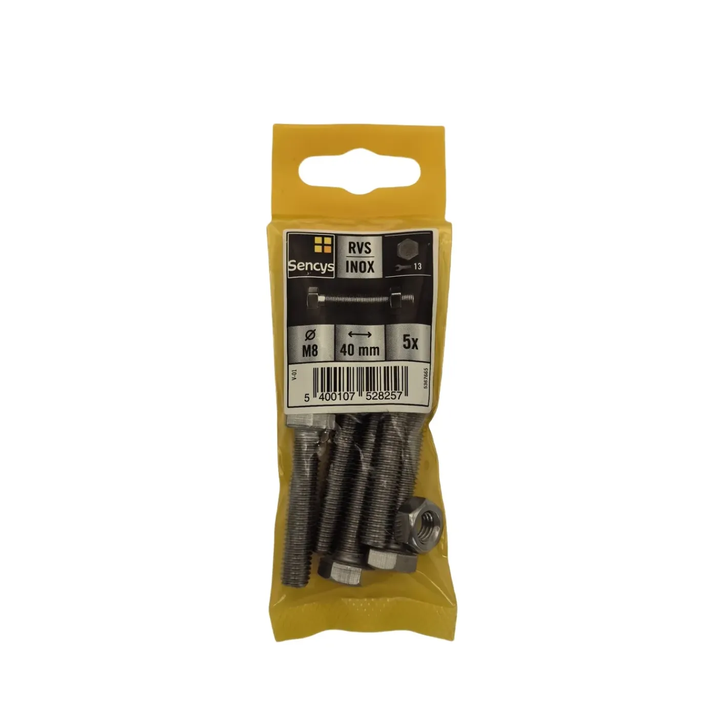 Sencys zeskantbout - RVS - M8x40 mm