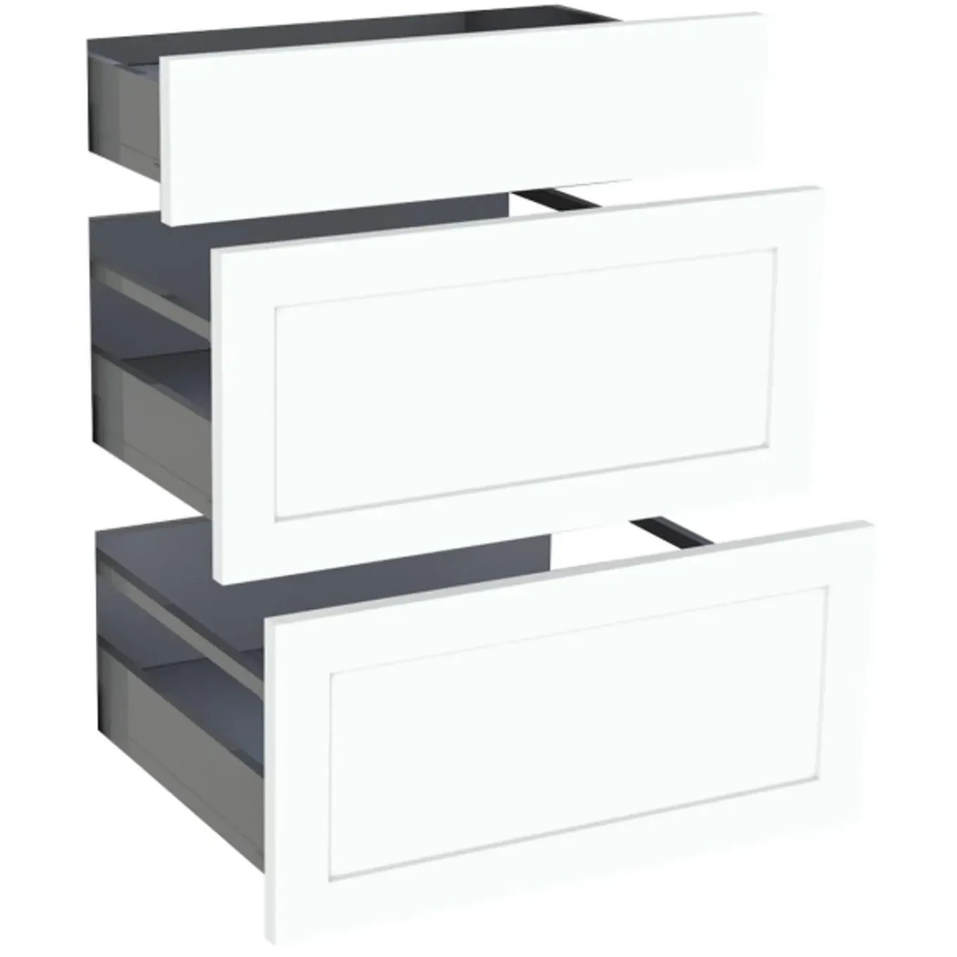 Set van 3 keukenfronten voor een kast met 1 lade + 2 pannenladen Modulo Lisy Wit 60 x72 cm