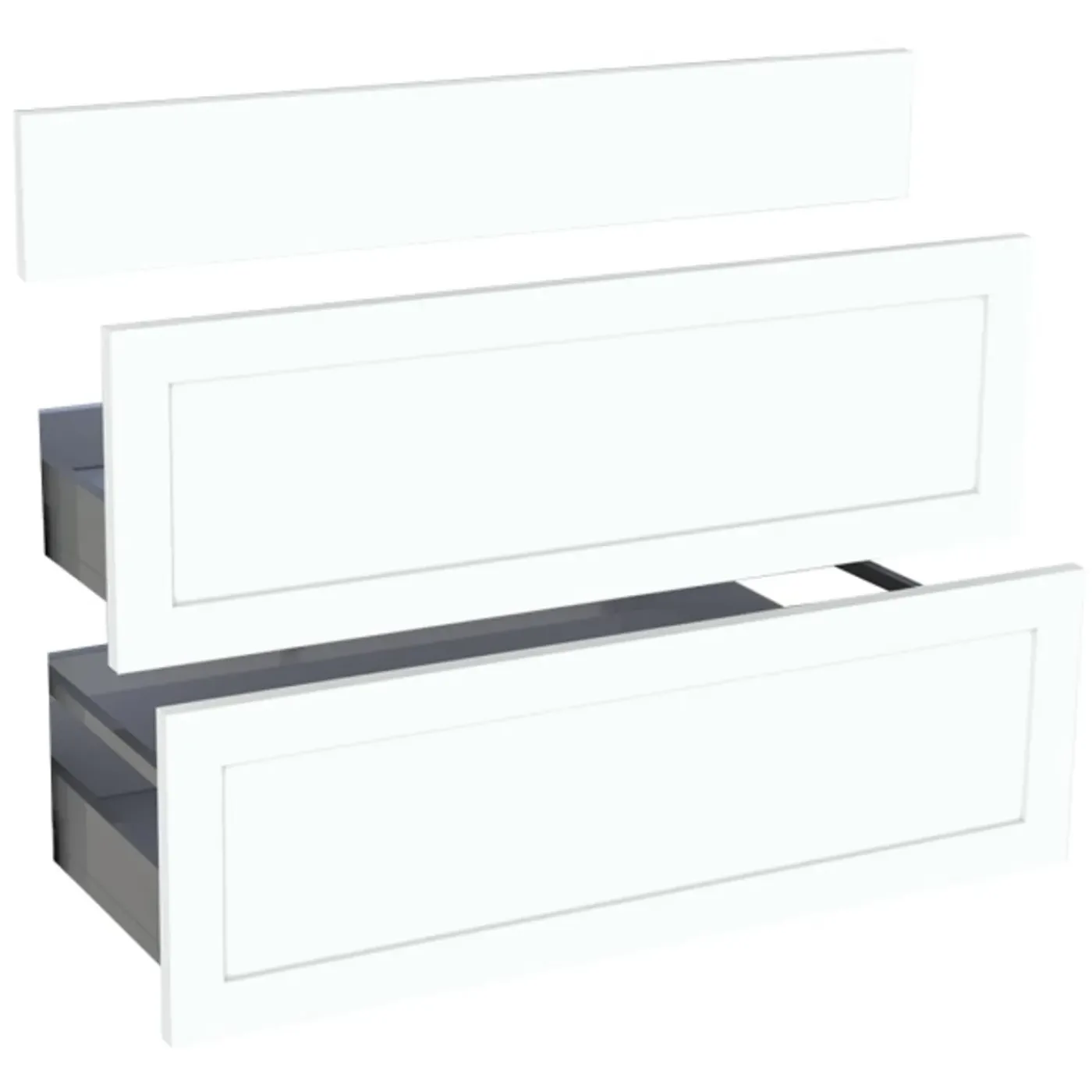 Overig Set van 3 keukenfronten voor een kast met 1 lade + 2 pannenladen Modulo Lisy Wit 90 x72 cm