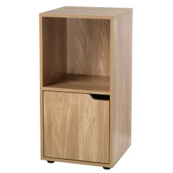 Casâme Set Van 2 Nachtkastjes Met 2 Compartimenten, Houtdecor, 1 Deur