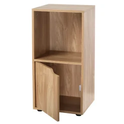 Casâme Set Van 2 Nachtkastjes Met 2 Compartimenten, Houtdecor, 1 Deur