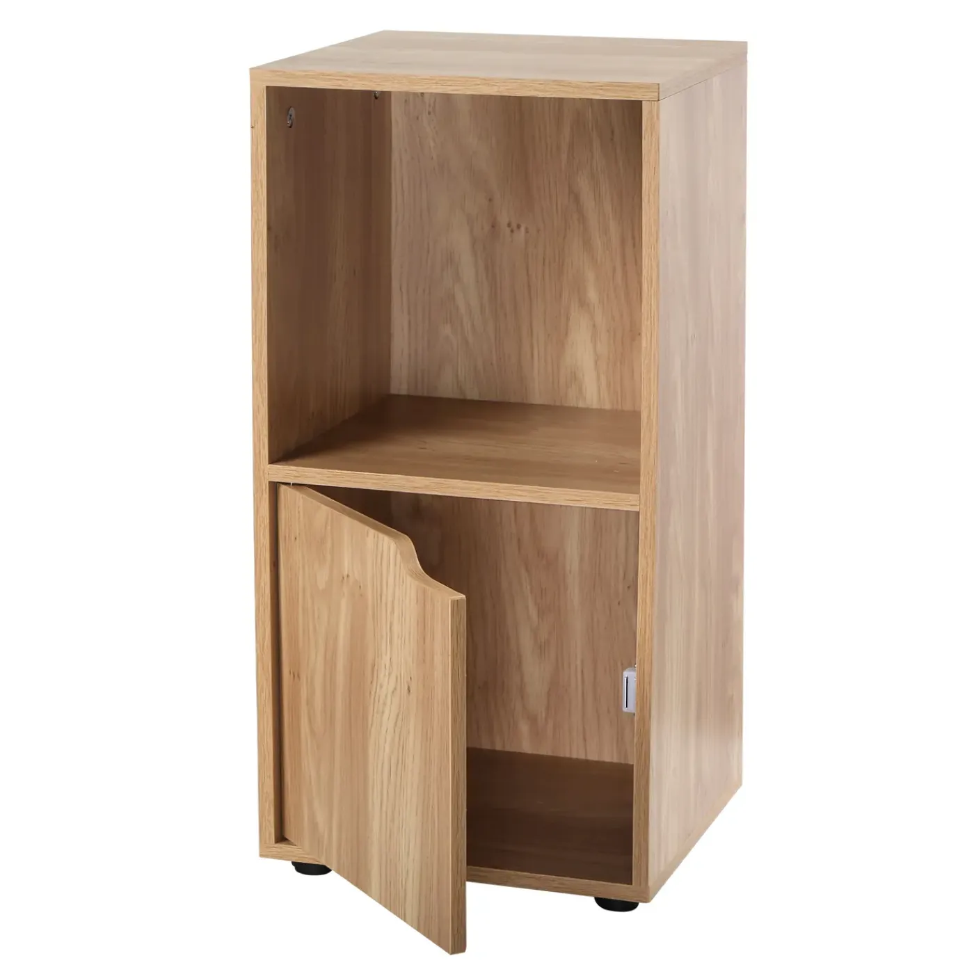 Casâme Set Van 2 Nachtkastjes Met 2 Compartimenten, Houtdecor, 1 Deur