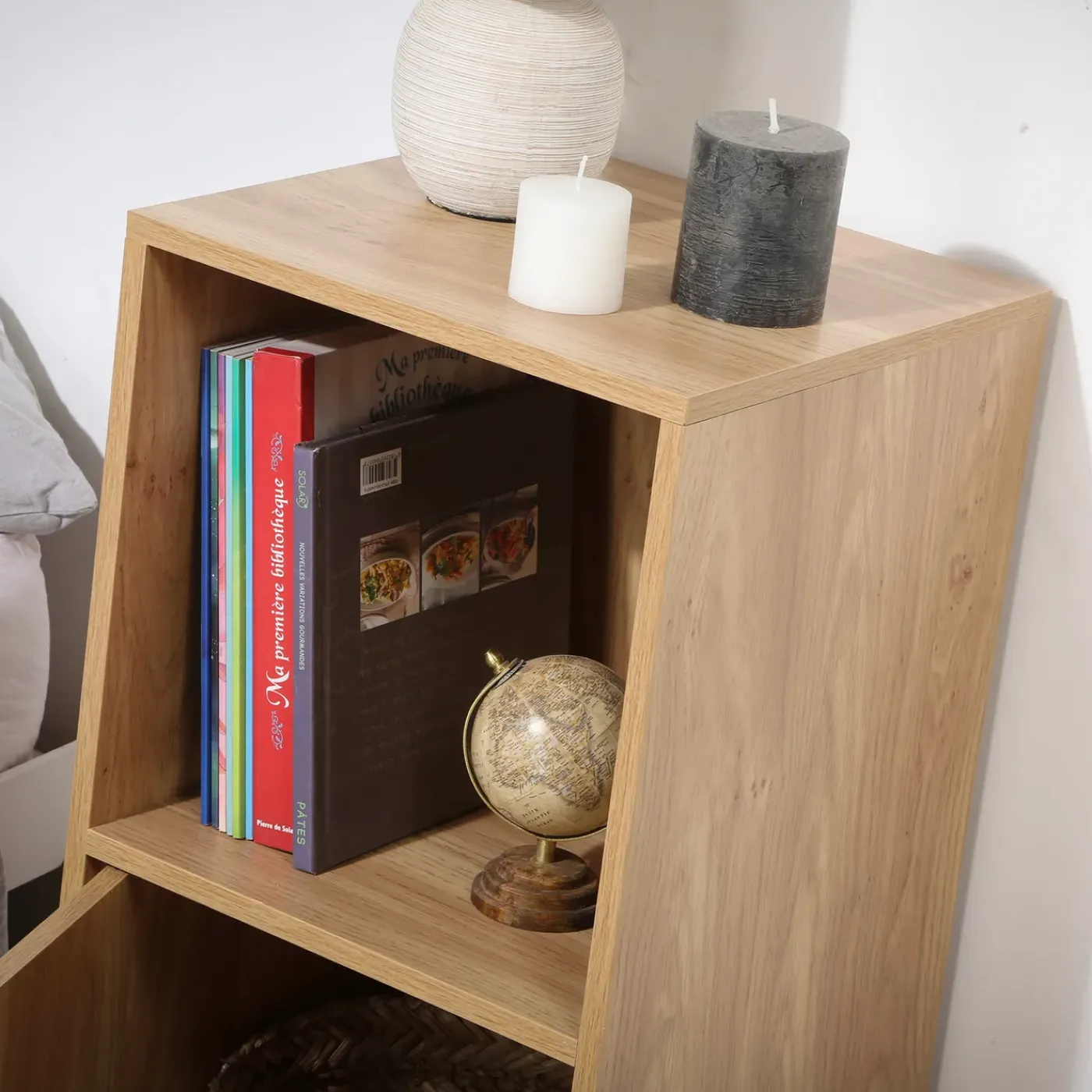 Casâme Set Van 2 Nachtkastjes Met 2 Compartimenten, Houtdecor, 1 Deur