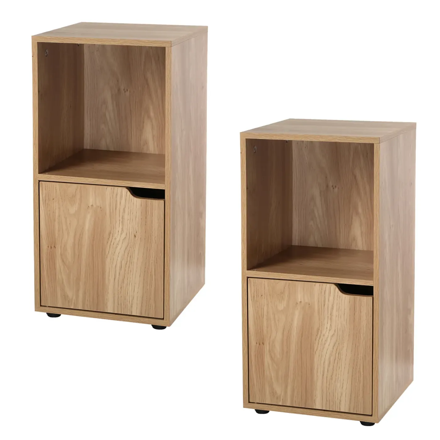 Casâme Set Van 2 Nachtkastjes Met 2 Compartimenten, Houtdecor, 1 Deur