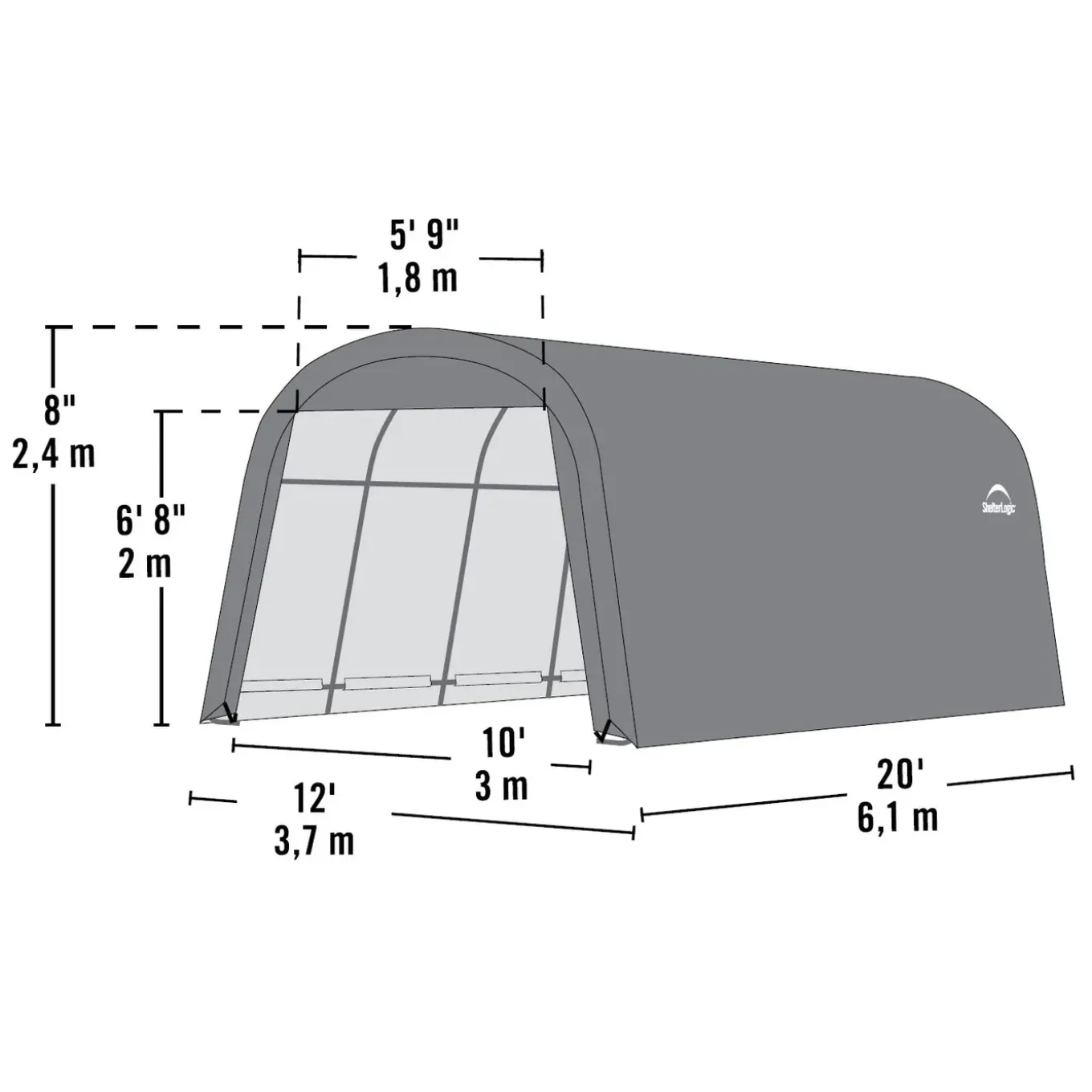 Shelterlogic Opslagtent Sl62780 - 22,57 M² - 610x370x240cm (lxlxh)