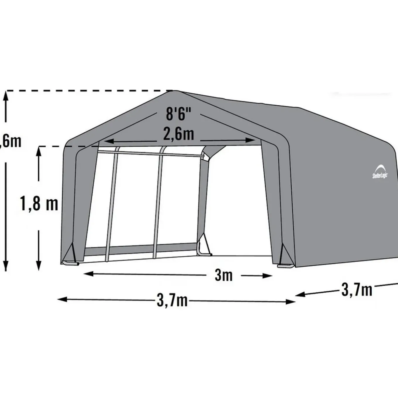 Shelterlogic Opslagtent Sl70443 - 370x370x260 Cm - Grijs