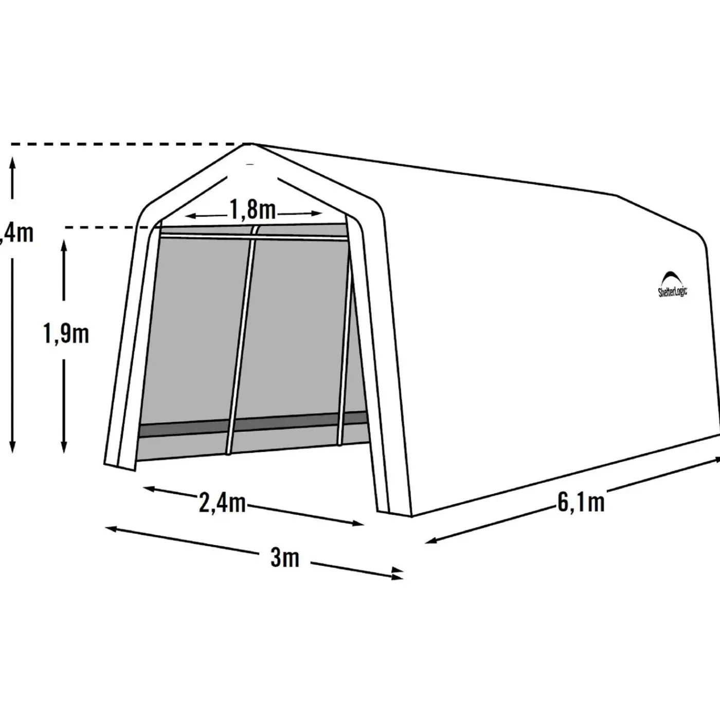 ShelterLogic Ruimte Tentgarage Sl62741 - 18,3m² / Lxbxh 610x300x240 Cm