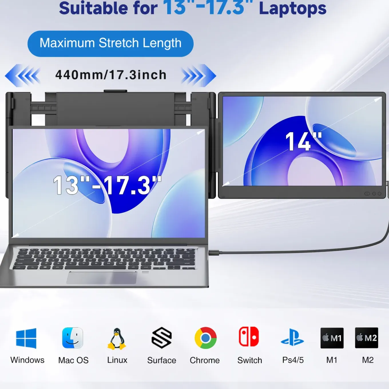 Siaviala - Draagbare Beeldschermuitbreiding - P6 - Dubbel 14" Fhd 1080p Ips Klassiek Ontwerp