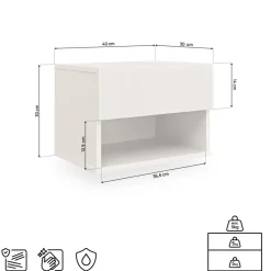 Sicaan Set Van 2 Hangende Nachtkastjes Leya Beige - Met Latten