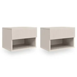 Sicaan Set Van 2 Hangende Nachtkastjes Leya Beige - Met Latten
