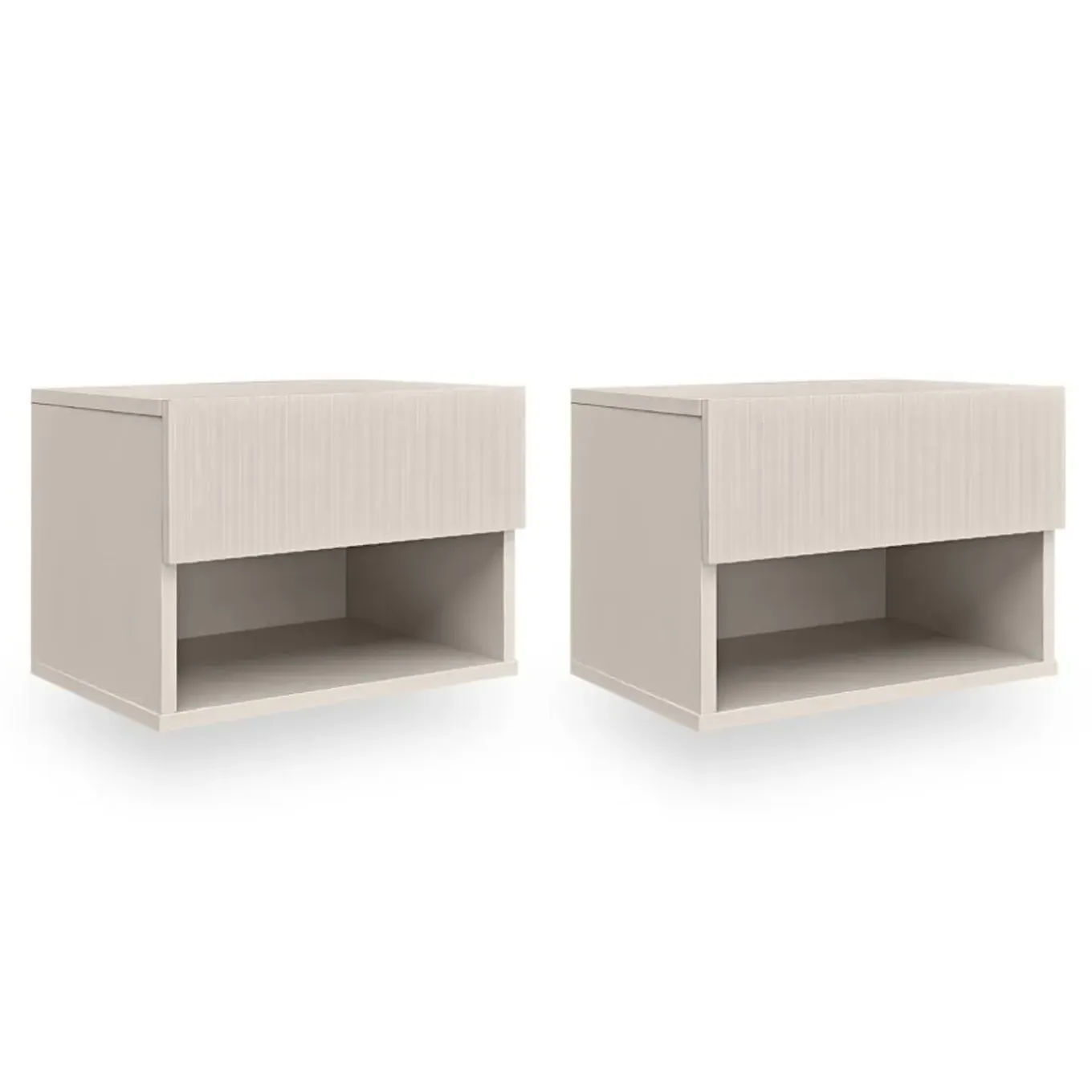 Sicaan Set Van 2 Hangende Nachtkastjes Leya Beige - Met Latten