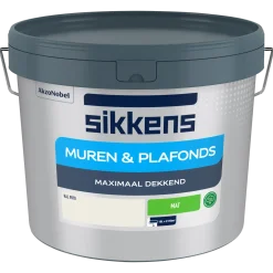 Sikkens Muren En Plafonds Muurverf - Mat - RAL 9010 - 10L