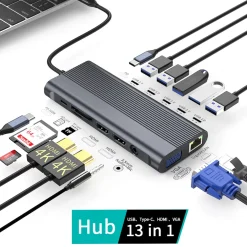 Siltcon Docking Station 14-in-1 Usb-c - 2x Hdmi 4k - Vga - Rj45 - 100w