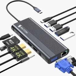 Siltcon Docking Station 14-in-1 Usb-c - 2x Hdmi 4k - Vga - Rj45 - 100w