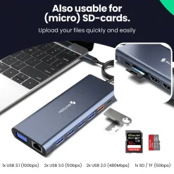 Siltcon Docking Station 14-in-1 Usb-c - 2x Hdmi 4k - Vga - Rj45 - 100w