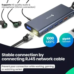Siltcon Docking Station 14-in-1 Usb-c - 2x Hdmi 4k - Vga - Rj45 - 100w