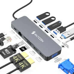 Siltcon Docking Station 13-in-1 - 2x Hdmi 4k - Rj45 - 100w Pd