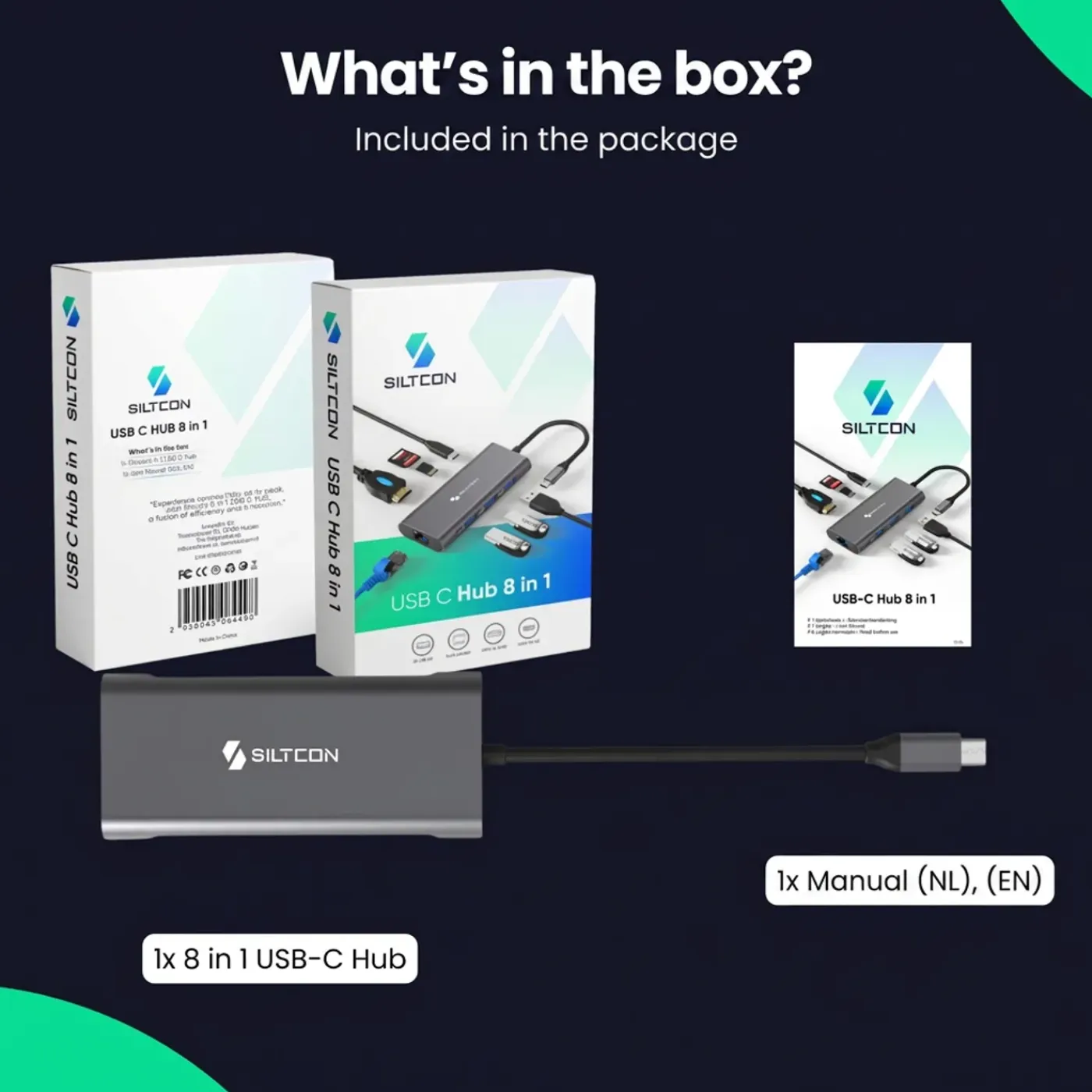Siltcon Hub 8-in-1 Usb-c - Hdmi 4k - Rj45 - Sd Tf - 3x Usb 3.0