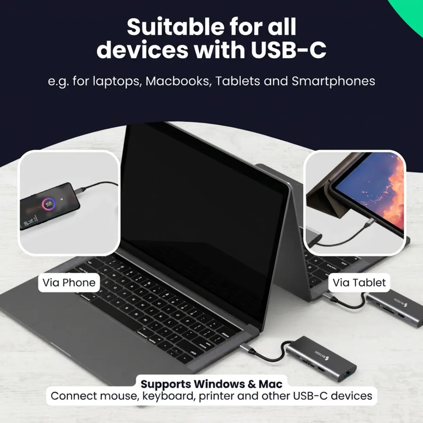 Siltcon Hub 8-in-1 Usb-c - Hdmi 4k - Rj45 - Sd Tf - 3x Usb 3.0