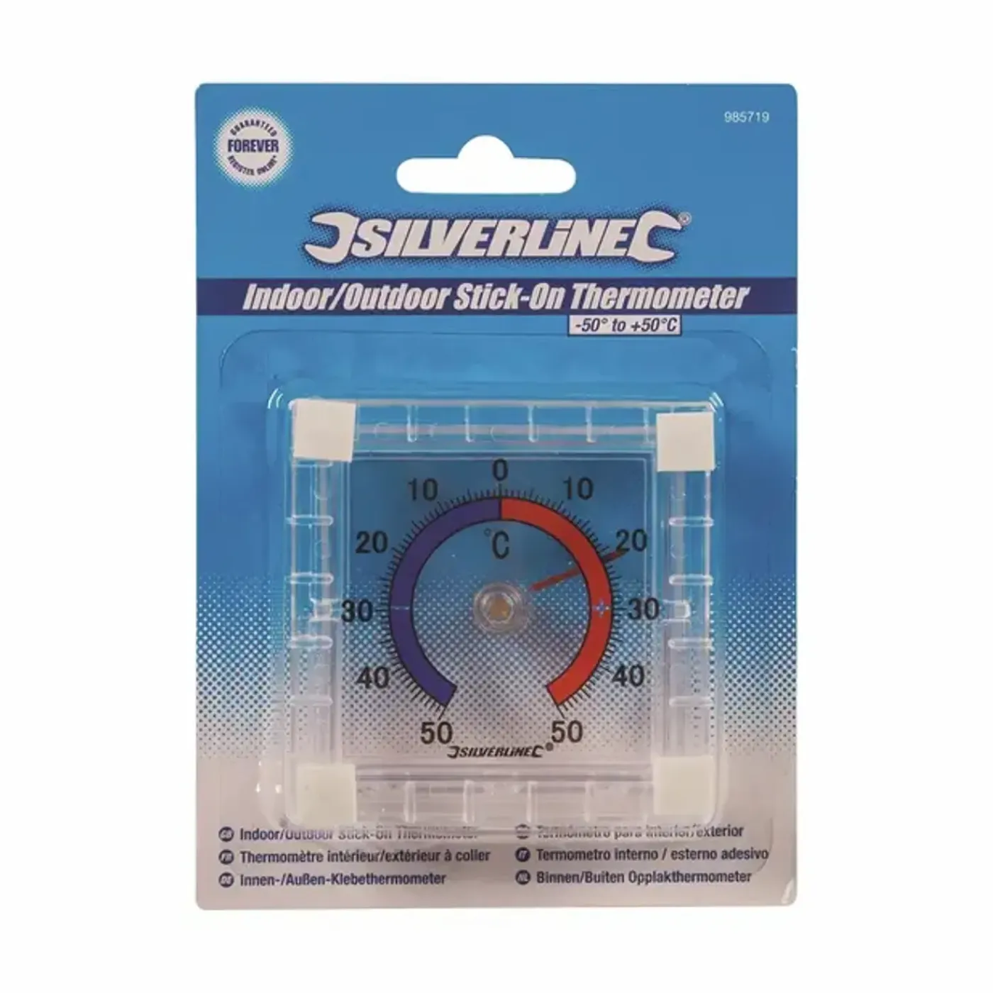 Silverline Binnen/buiten Opplakthermometer -50 °c Tot +50°c