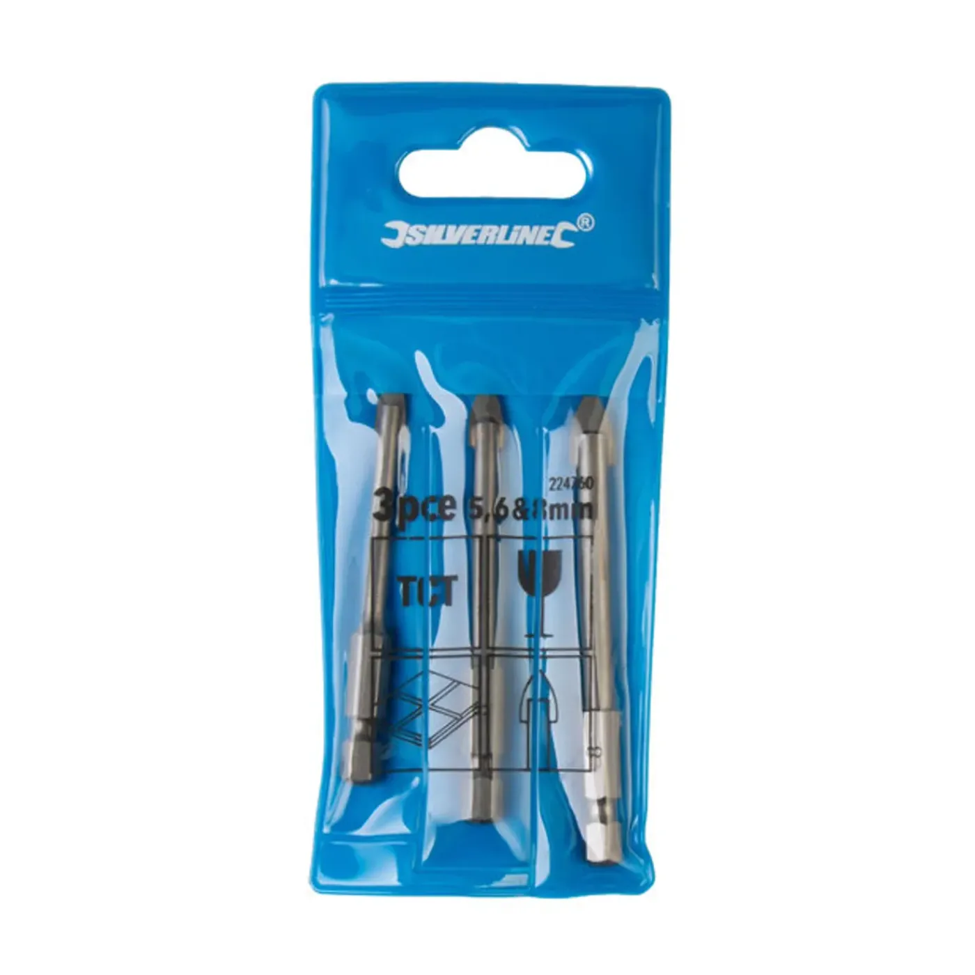 Silverline 3 Delige Tegel En Glassnijder Set, Zeskant Aansluiting 5, 6 En 8 Mm