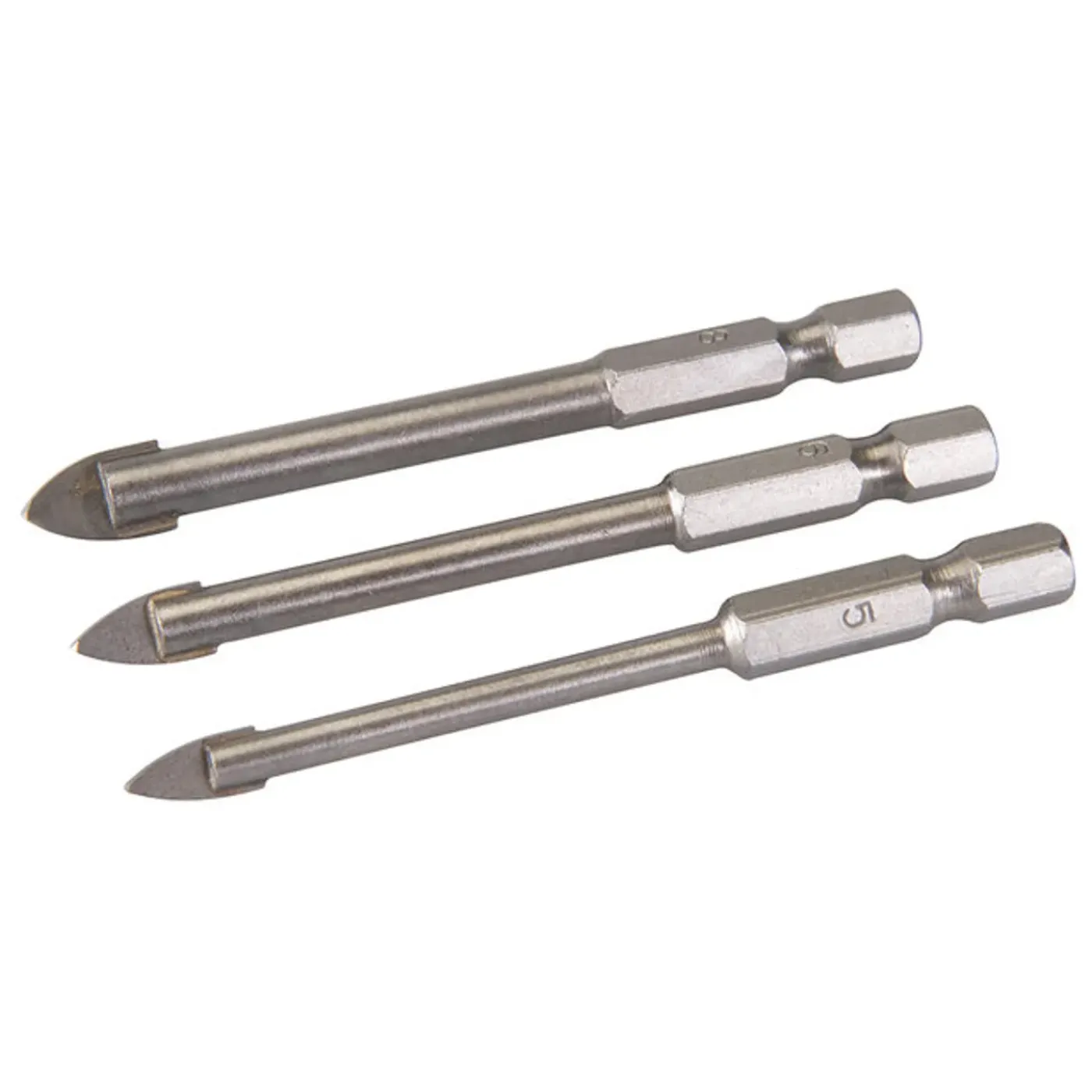 Silverline 3 Delige Tegel En Glassnijder Set, Zeskant Aansluiting 5, 6 En 8 Mm