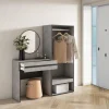 Skraut Home - Consoletafel Haltafel - Open Kledingkast - 130x35x145 Cm - Cementgrijs