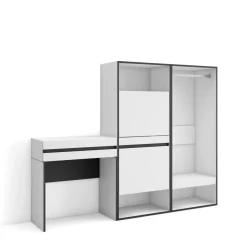 Skraut Home - Consoletafel Haltafel - Schoenenkast - Open Kledingkast - 190x35x145 Cm - Wit