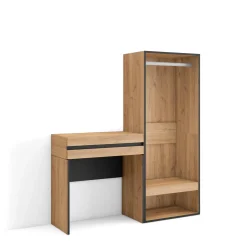 Skraut Home - Consoletafel Haltafel - Open Kledingkast - 130x35x145 Cm - Eiken