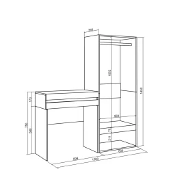 Skraut Home - Consoletafel Haltafel - Open Kledingkast - 130x35x145 Cm - Eiken